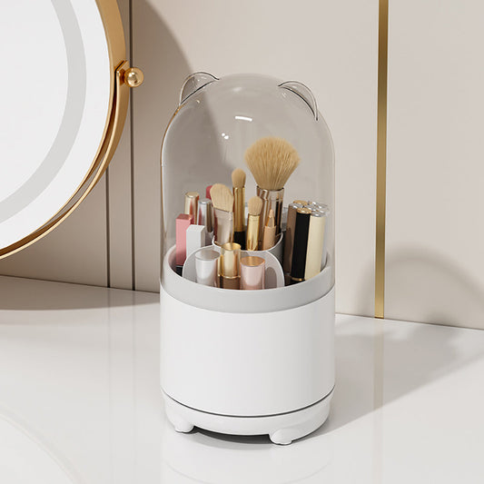 White 360° Rotating Makeup Brush Cosmetic Storage Box - BM House & Garden