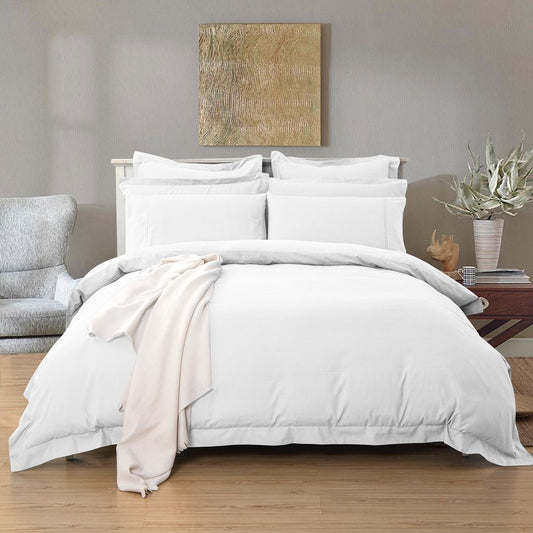 White 1000TC Tailored King Single Quilt Cover Set