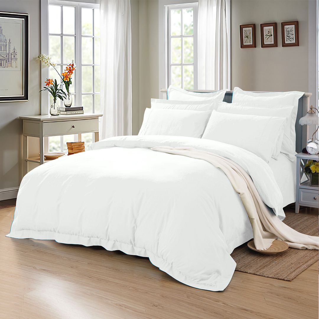 White 1000TC Tailored King Single Quilt Cover Set
