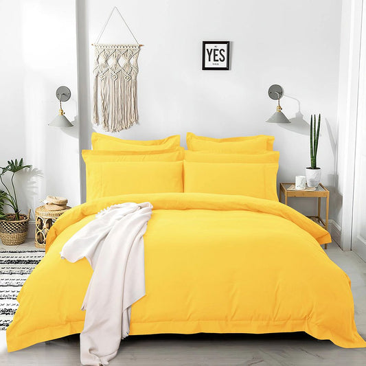 Yellow 1000TC Tailored King Single Quilt Cover Set