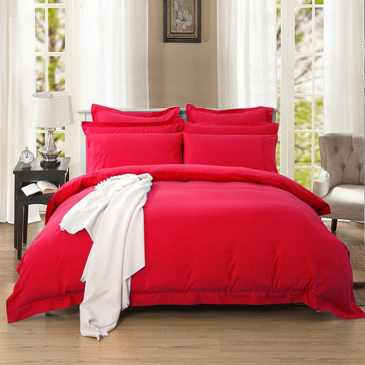 Red 1000TC Tailored King Single Quilt Cover Set