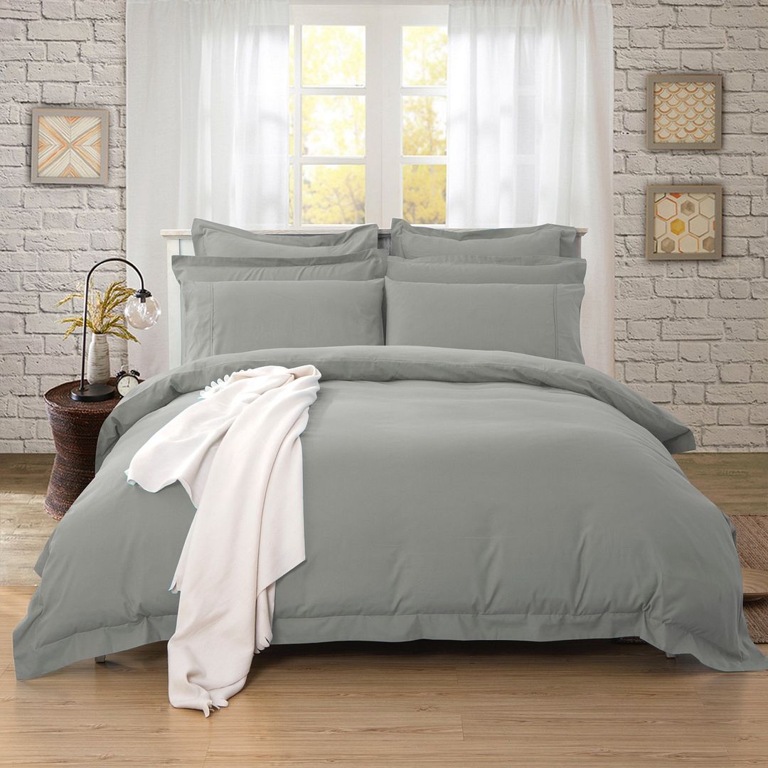 Grey 1000TC Tailored King Single Quilt Cover Set