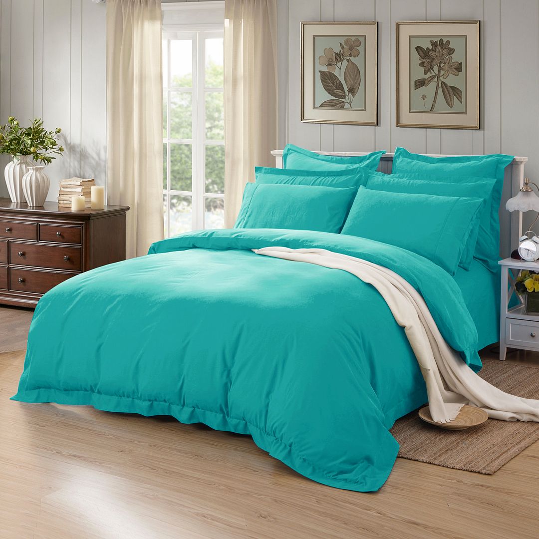 Teal 1000TC Tailored King Single Quilt Cover Set