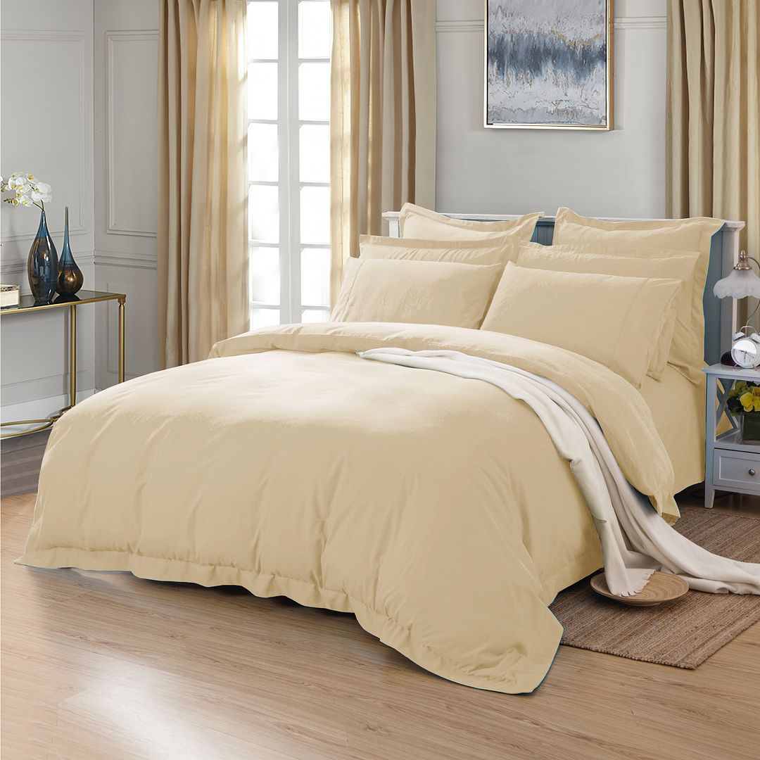 Yellow Cream 1000TC Tailored King Single Quilt Cover Set