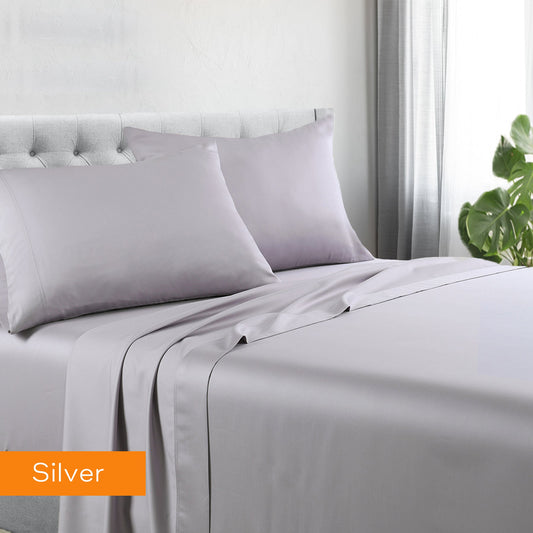 Silver 1200TC Hotel Quality Cotton King Single Sheet Set