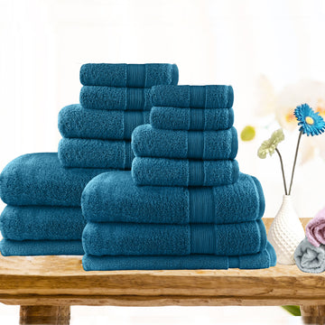 7pc light weight soft cotton bath towel set teal - BM House & Garden