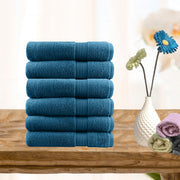 6 piece ultra light cotton face washers in teal - BM House & Garden