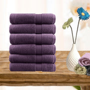 6 Piece Ultra Light Aubergine Cotton Hand Towels