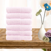 6 piece ultra light cotton hand towels in baby pink - BM House & Garden