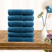 6 piece ultra light cotton hand towels in teal - BM House & Garden
