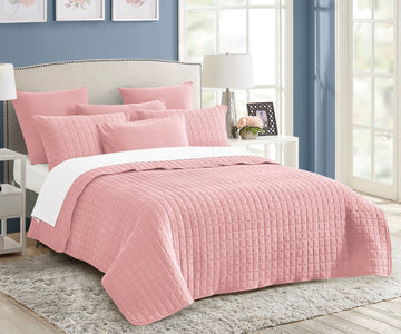 7 piece vintage stone wash comforter set king nude pink - BM House & Garden