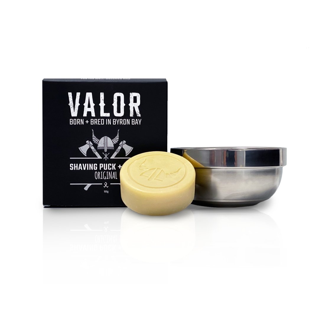 Shaving Soap Puck + Steel Bowl (Original) Valor Scent) - BM House & Garden