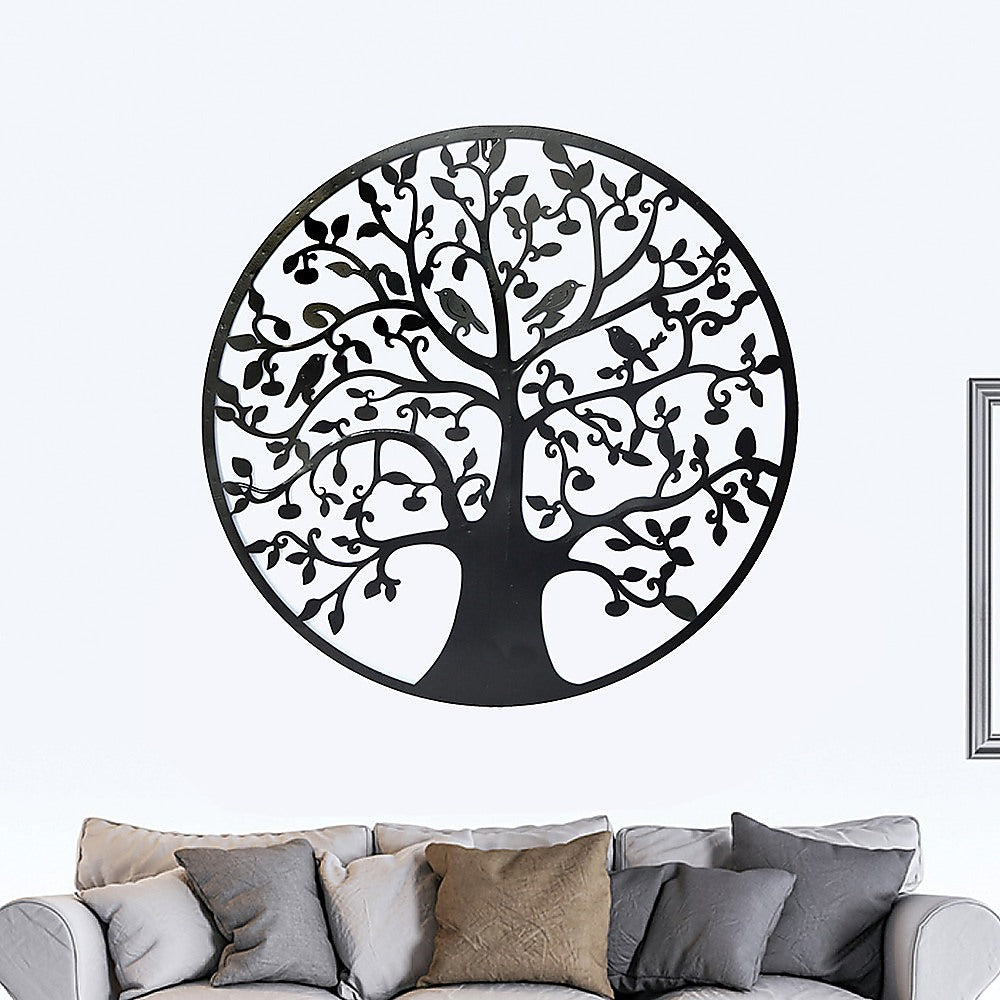 Black Tree of Life Wall Art Hanging Metal Iron Sculpture Garden 60cm - BM House & Garden