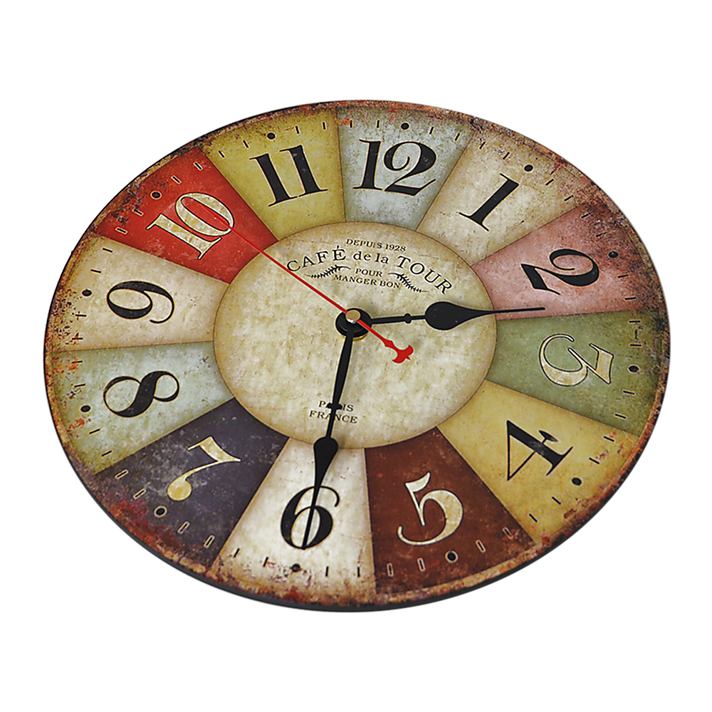 Large Colourful Wall Clock Kitchen Office Retro Timepiece - BM House & Garden