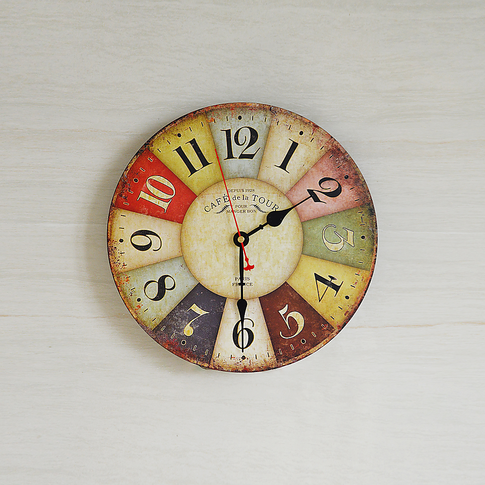 Large Colourful Wall Clock Kitchen Office Retro Timepiece - BM House & Garden