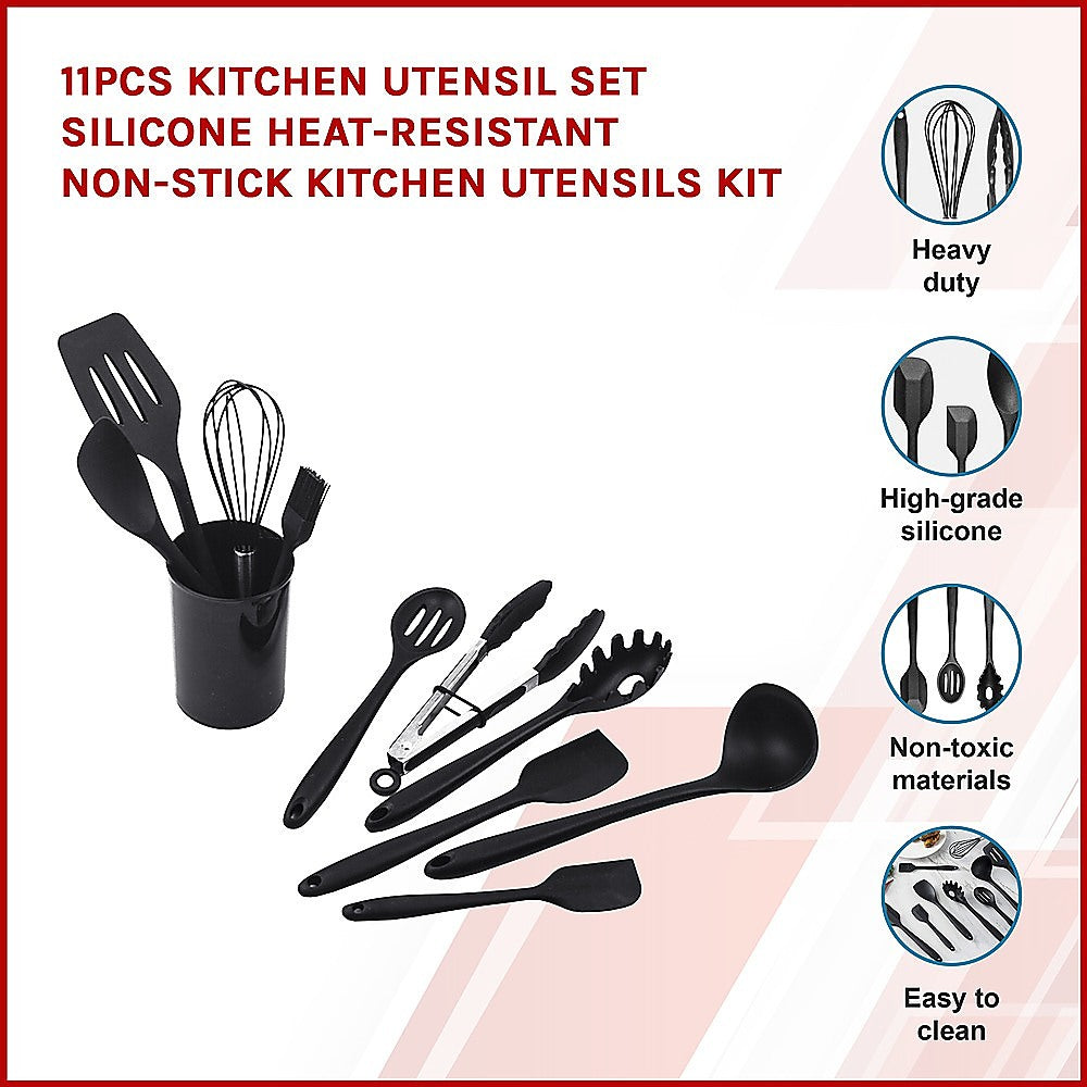 11pcs Kitchen Utensil Set Silicone Heat-Resistant Non-Stick Kitchen Utensils kit - BM House & Garden