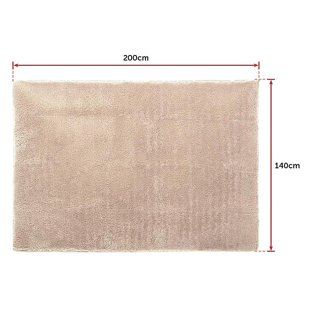 200x140cm Floor Rugs Large Shaggy Rug Area Carpet Bedroom Living Room Mat - Beige - BM House & Garden