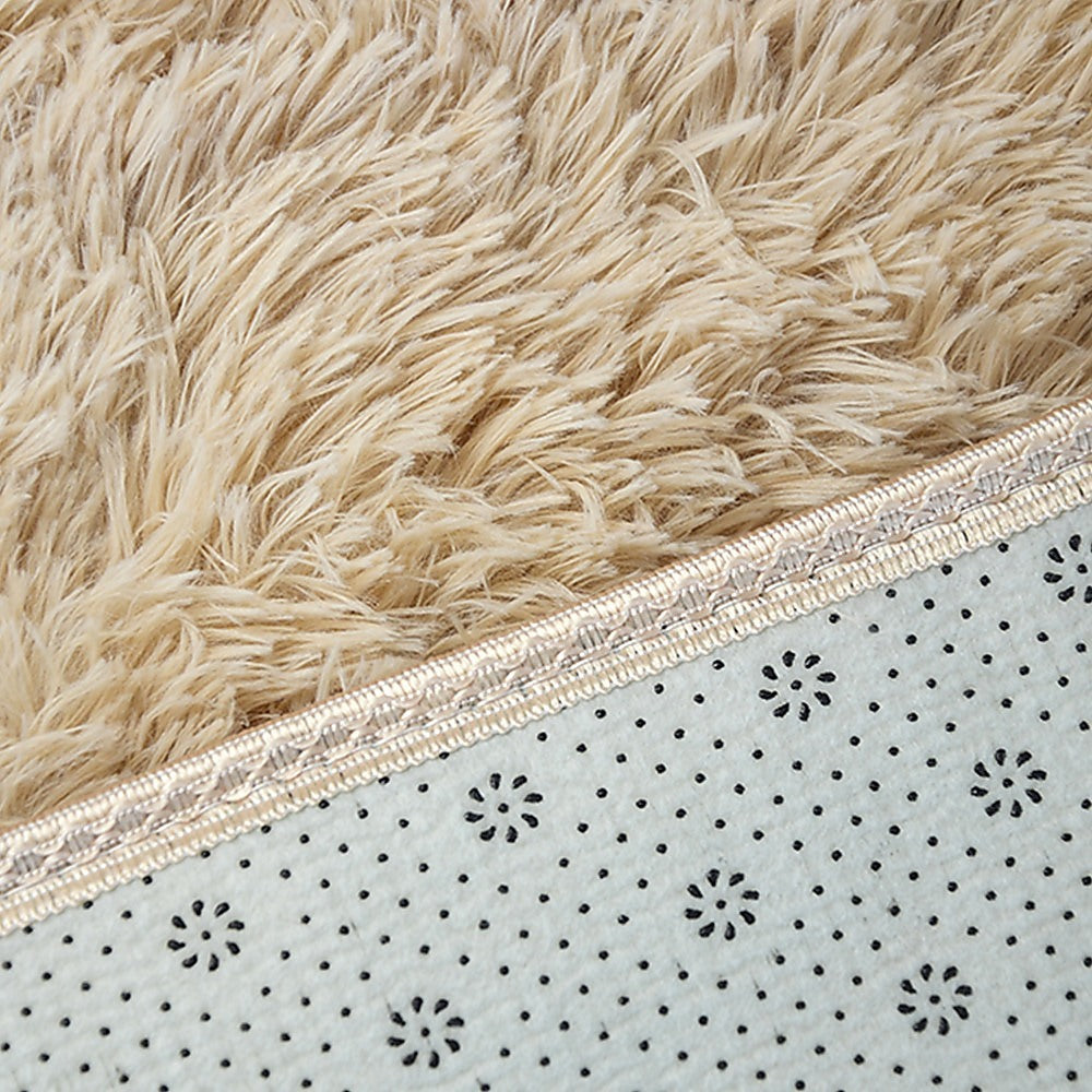 230x200cm Floor Rugs Large Shaggy Rug Area Carpet Bedroom Living Room Mat - Beige - BM House & Garden