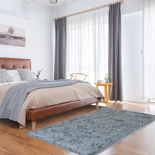 230x160cm Floor Rugs Large Shaggy Rug Area Carpet Bedroom Living Room Mat - Grey - BM House & Garden