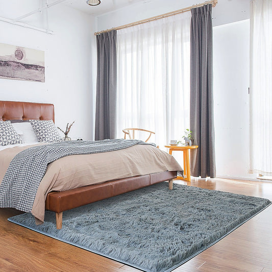 230x200cm Floor Rugs Large Shaggy Rug Area Carpet Bedroom Living Room Mat - Grey - BM House & Garden