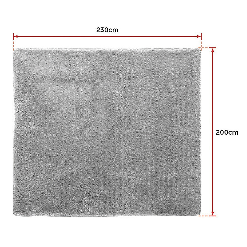 230x200cm Floor Rugs Large Shaggy Rug Area Carpet Bedroom Living Room Mat - Grey - BM House & Garden