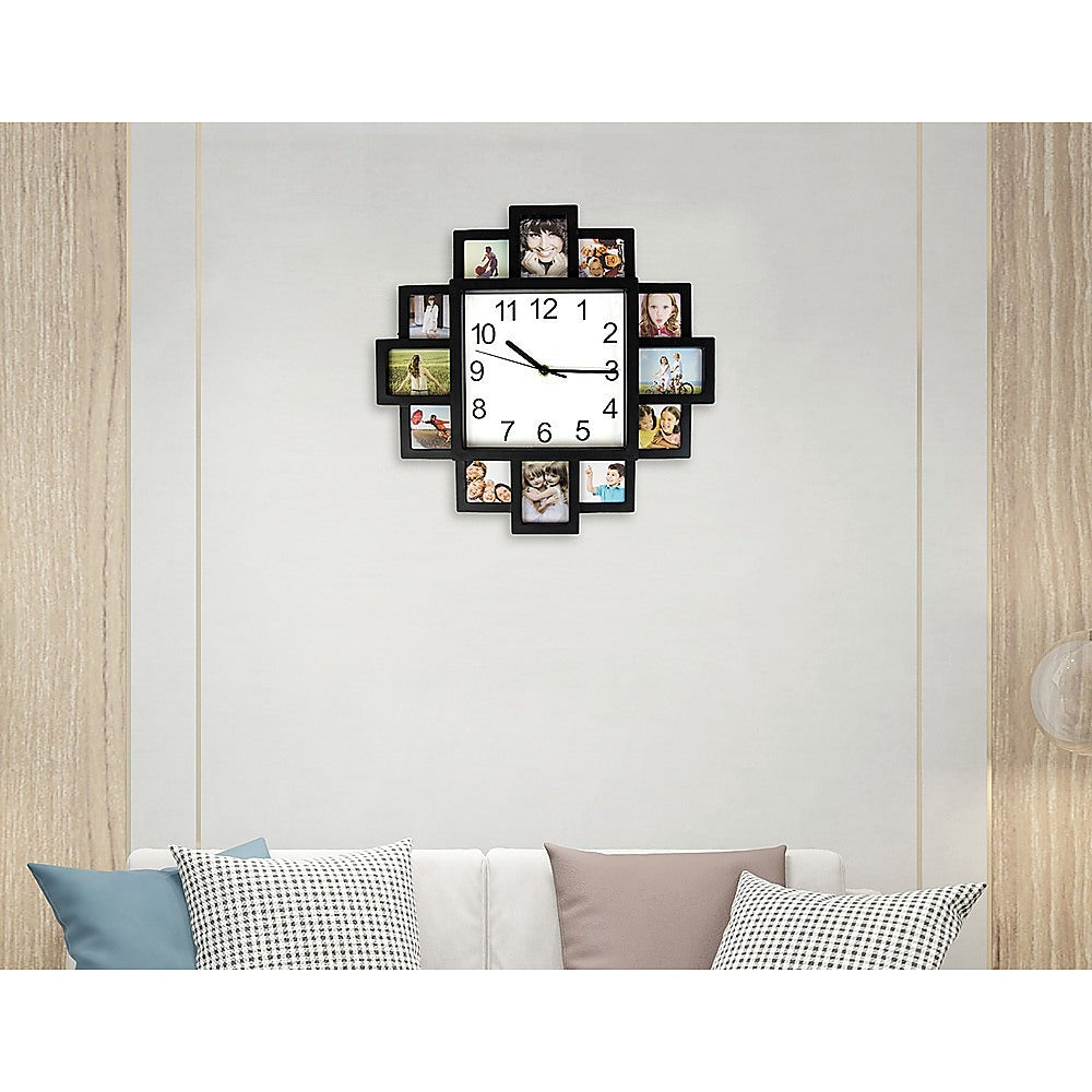 Photo Frame Clock Picture Collage 12-P Display Wall Clock Photowall Home Décor - BM House & Garden