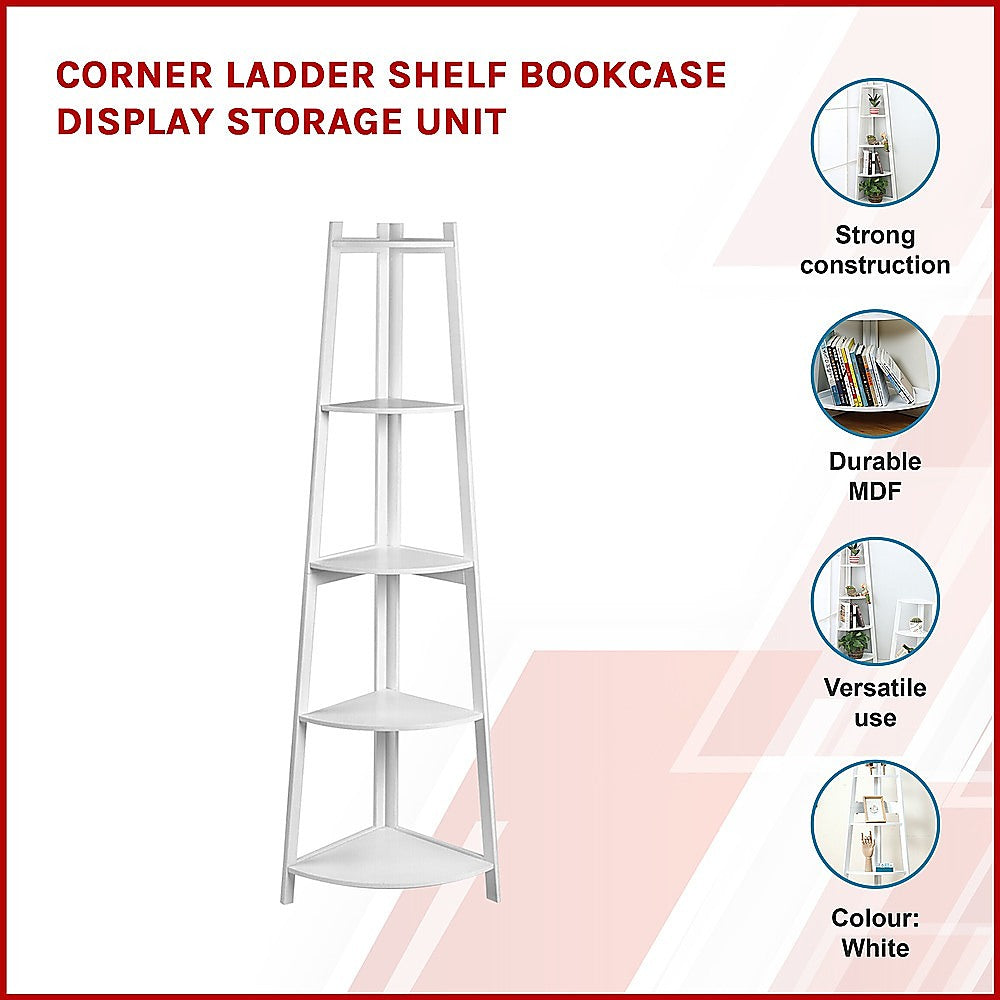 Corner Ladder Shelf Bookcase Display Storage Unit - BM House & Garden