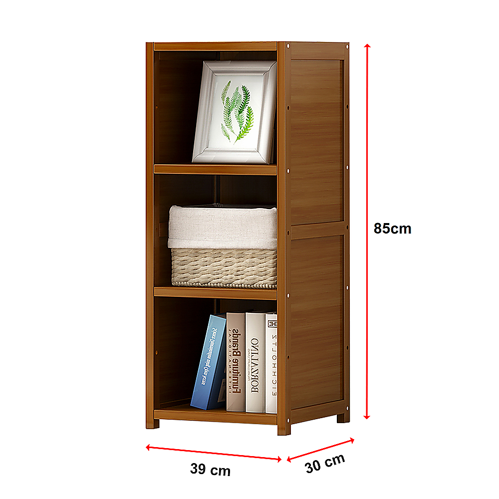 Bamboo Adjustable Shelf Bookcase Display Storage Rack Stand Livingroom Bedroom - BM House & Garden