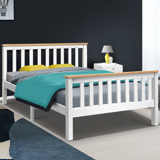 Artiss Double Full Size Wooden Bed Frame PONY Timber Mattress Base Bedroom Kids - BM House & Garden