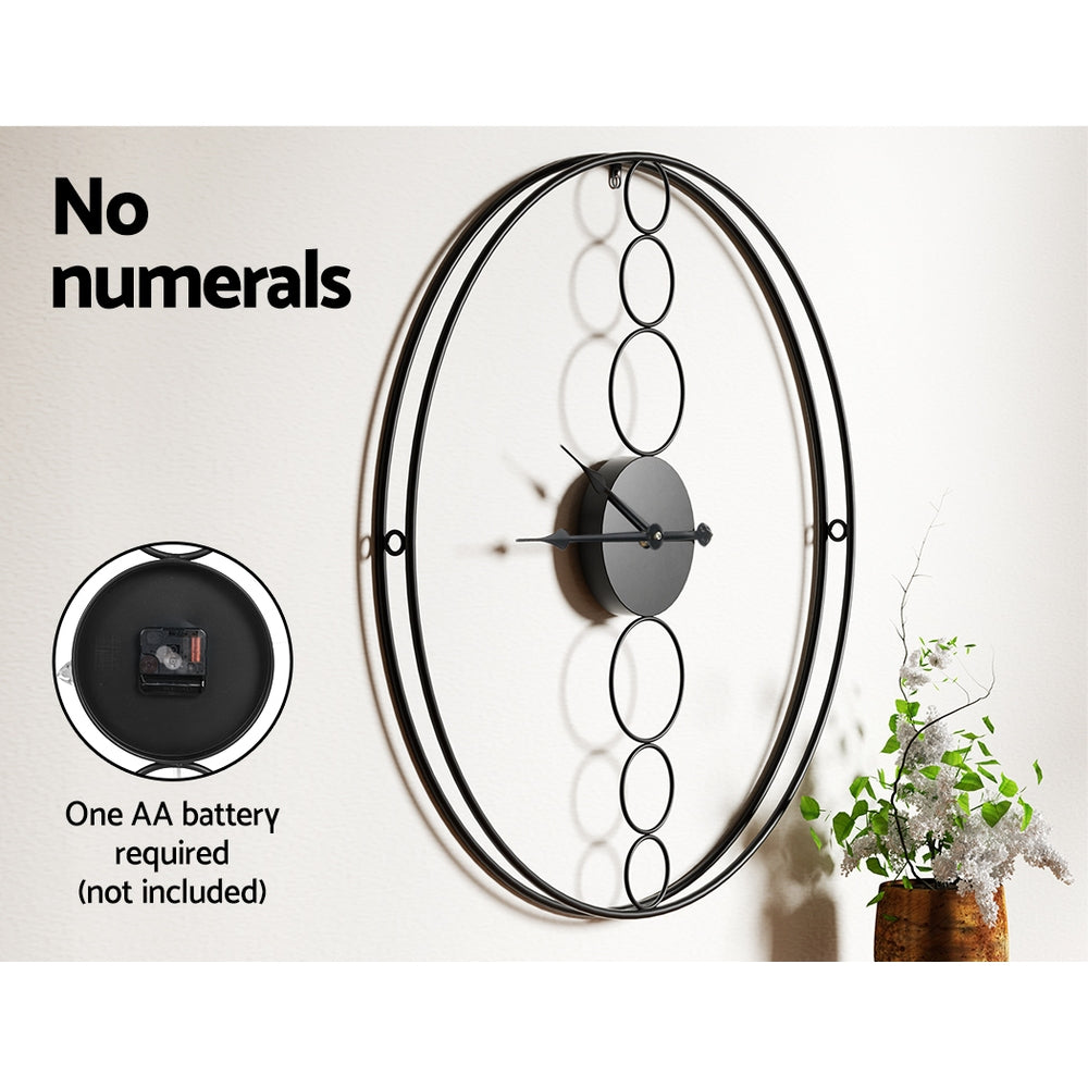 Artiss 75CM Wall Clock No Numeral Large Round Metal Luxury Home Decor Black - BM House & Garden