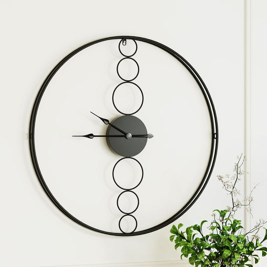 Artiss 75CM Wall Clock No Numeral Large Round Metal Luxury Home Decor Black - BM House & Garden