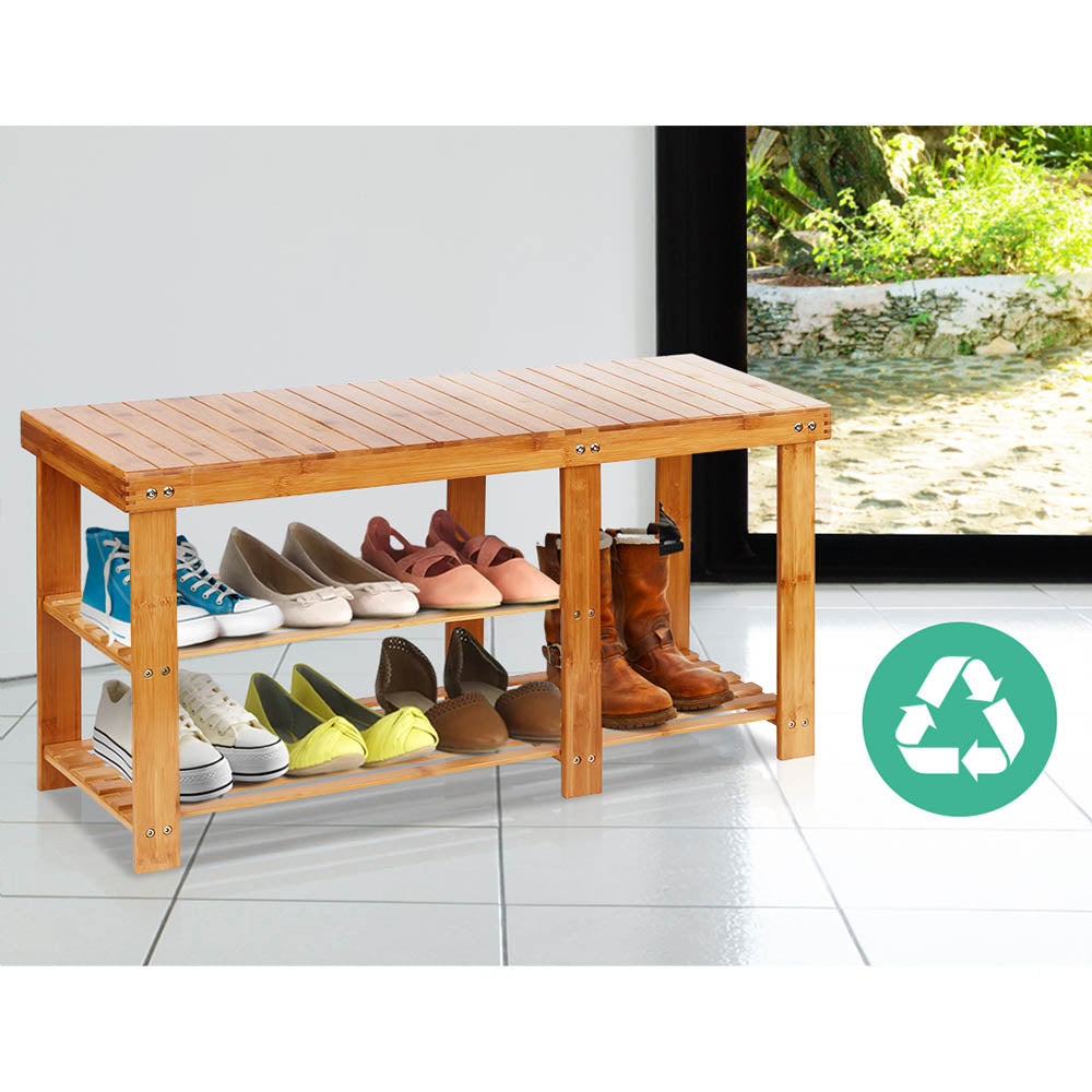 Artiss Bamboo Shoe Rack Bench - BM House & Garden