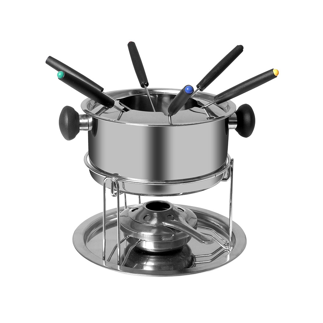 Classic Fondue Set 12pcs Stainless Steel Cheese Chocolate Dipping  6 Forks - BM House & Garden
