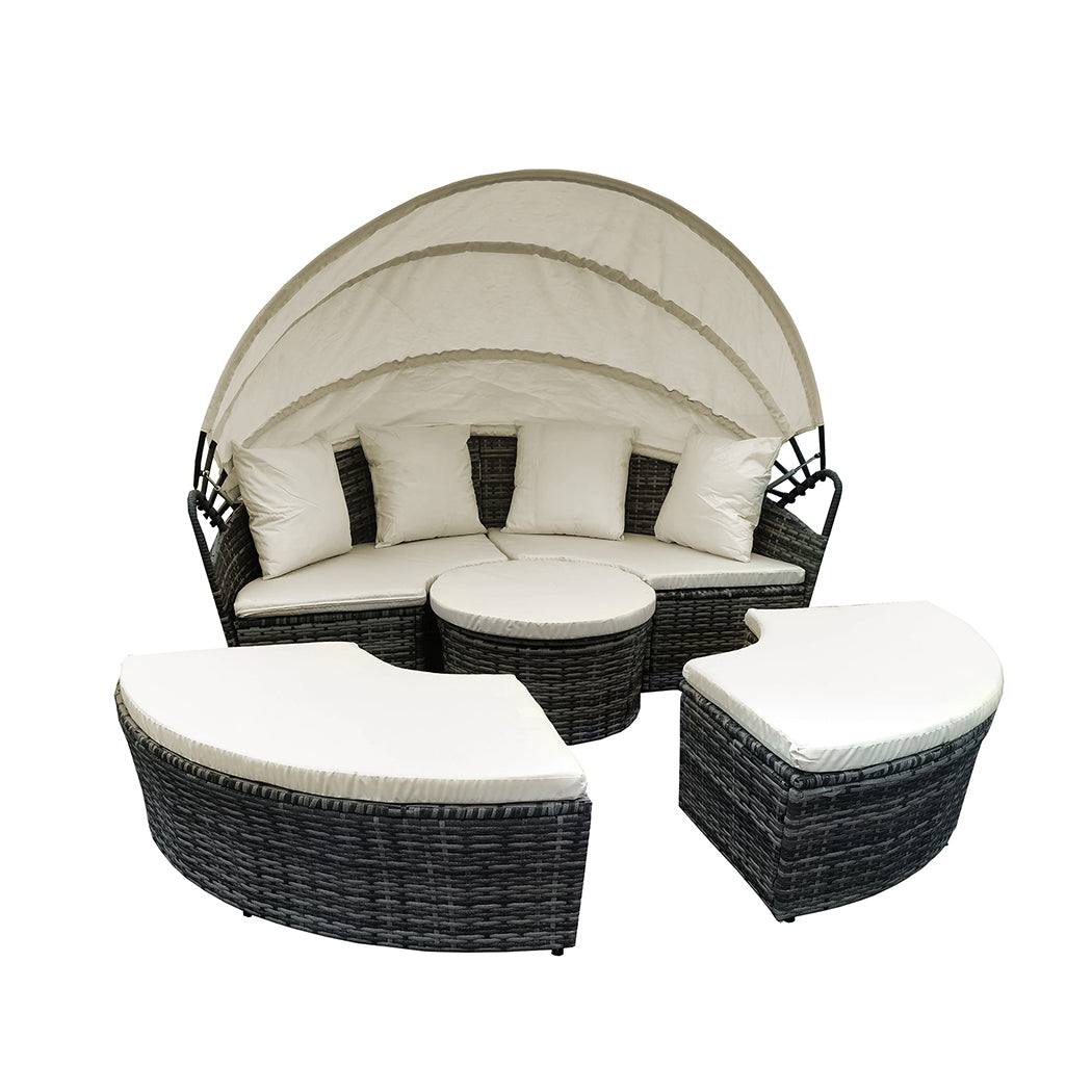 Levede 4 Piece Beige and Grey Wicker Day Bed